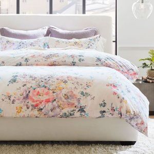 Pottery Barn Kinsley Organic Percale Duvet Cover with Shams - Queen/Full